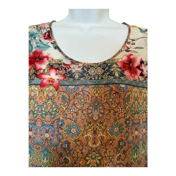 Johnny Was 100% Silk Floral Dress/Tunic Multicolor Pattern  M - Picture 4 of 12
